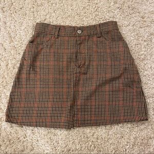 Brandy Melville Plaid Mini Skirt - Brown and Red